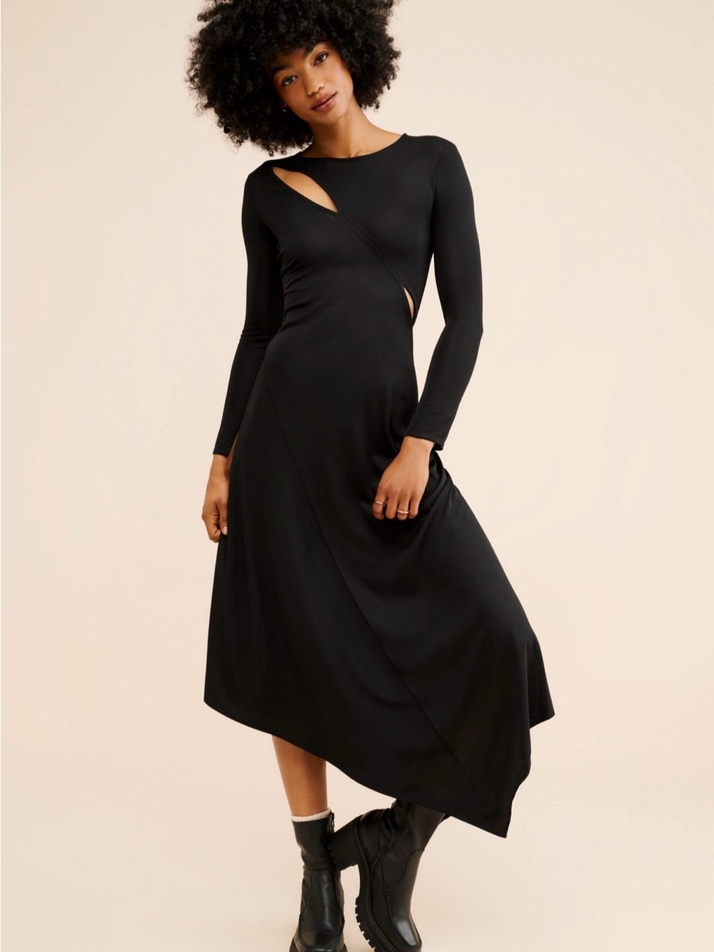 Laagam Winona Asymmetrical Cutout Dress Black Size Medium